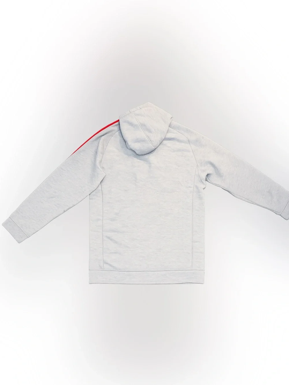 adidas Essentials Grey Hoodie with Red  3 Stripes Logo Pullover with Hood Lining